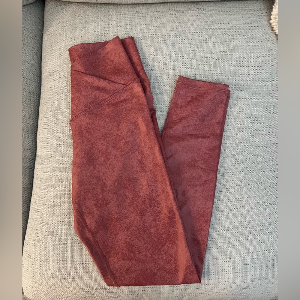 NWOT Shiny dusty pink cross over leggings